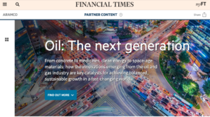 Screen shot of Financial Times' partner content page for Aramco.